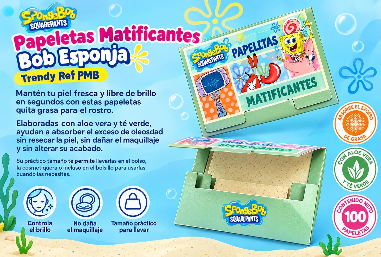 ACCE PAPELETAS MATIFICANTES BOB ESPONJA