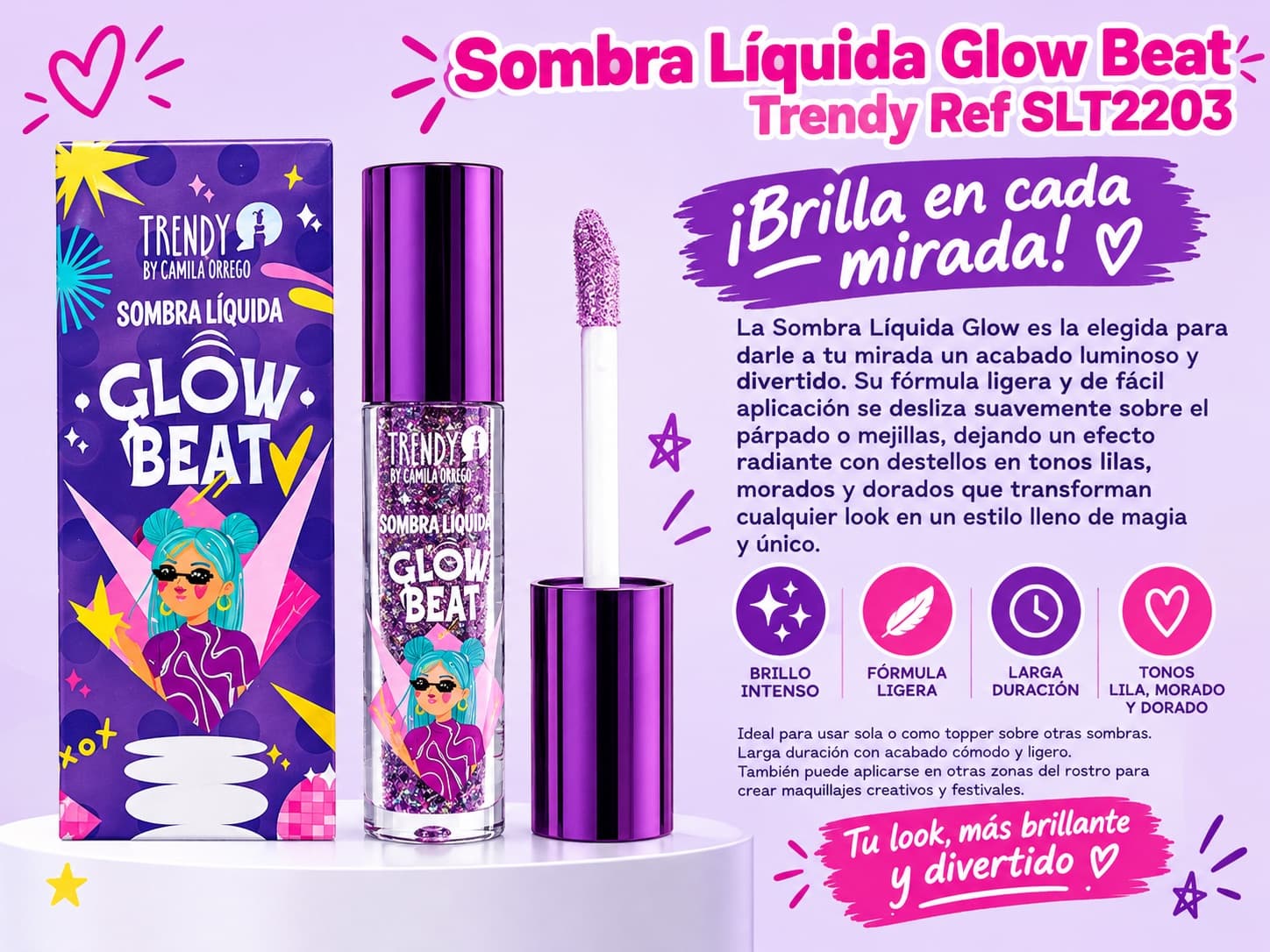 OJOS SOMBRA LÍQUIDA GLOW BEAT SLT2203